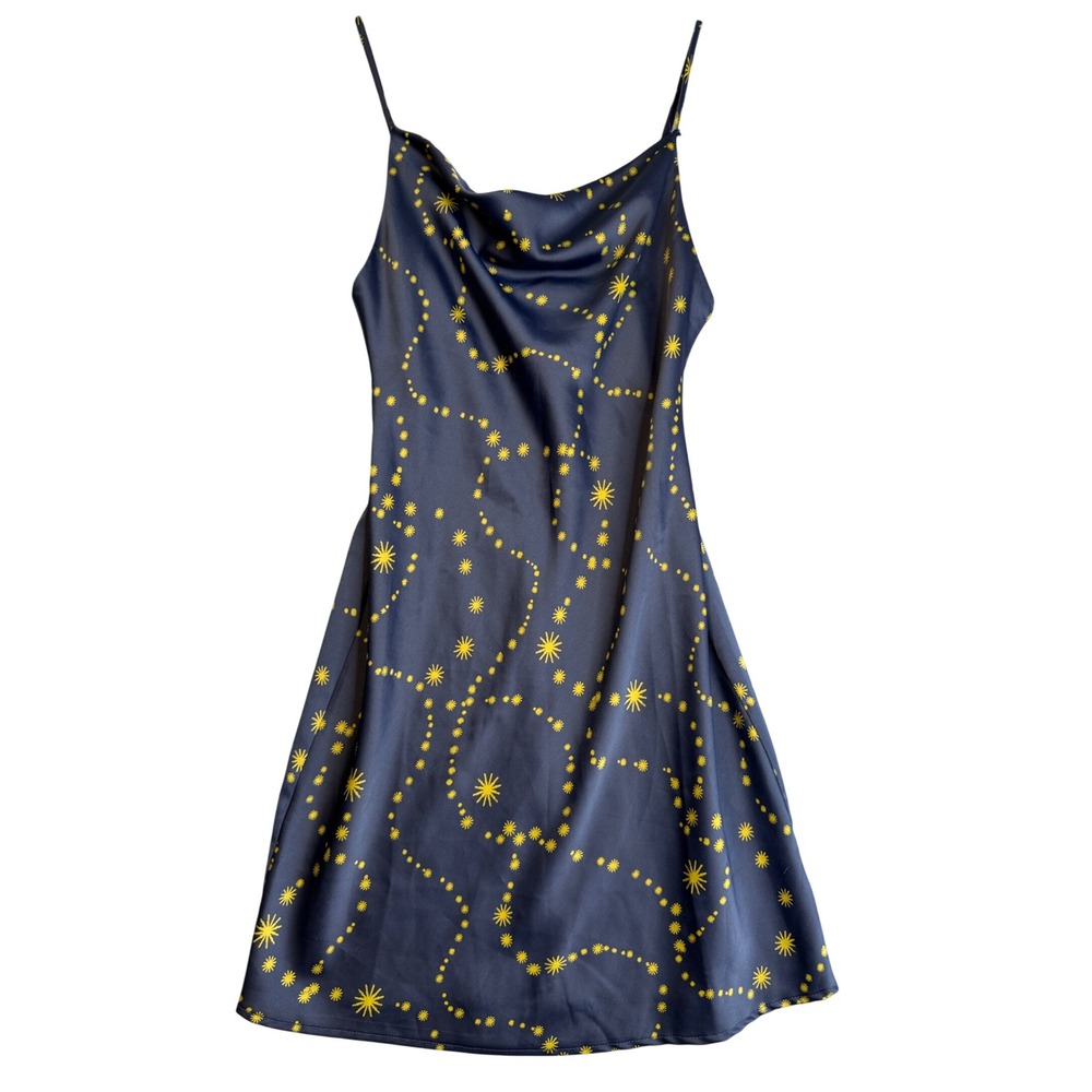 Urban Outfitters Celestial Sun Star Mini Slip Dress XS Blue Whimsigoth Fairy Y2K